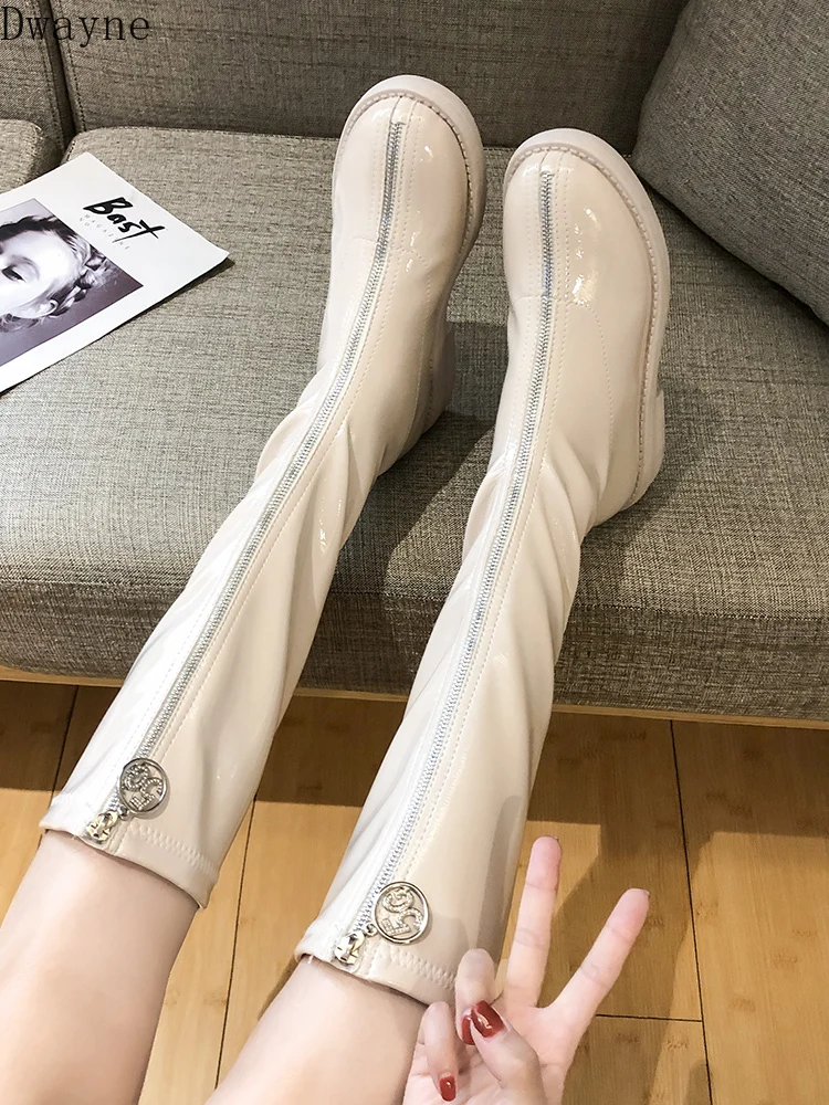 Детские сапоги осень-зима 2019 новые тонкие в британском стиле на молнии спереди