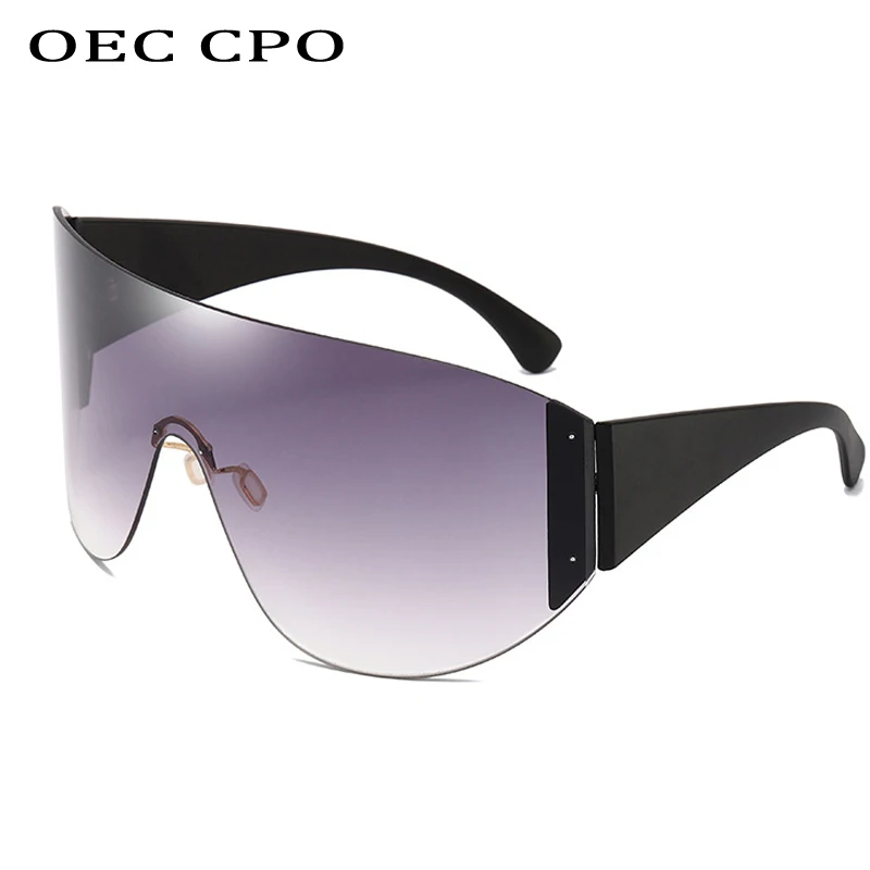 

OEC CPO Big Frame Sunglasses Men's Vintage Rimless Goggle Sun Glasses For Women Brand Designer Oversized Frameless Eyeglasses
