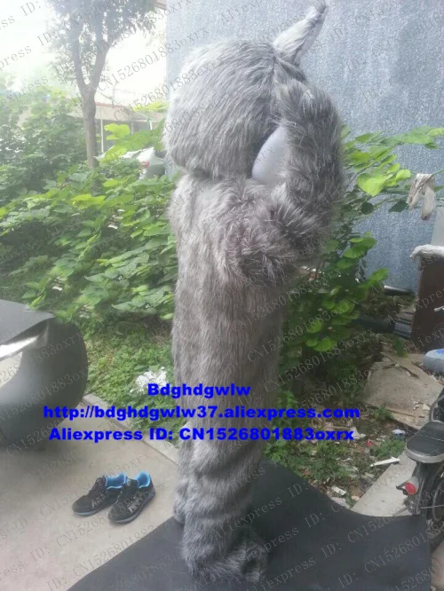 Длинный Меховой серый волк хаски собака меховой костюм талисман Взрослый