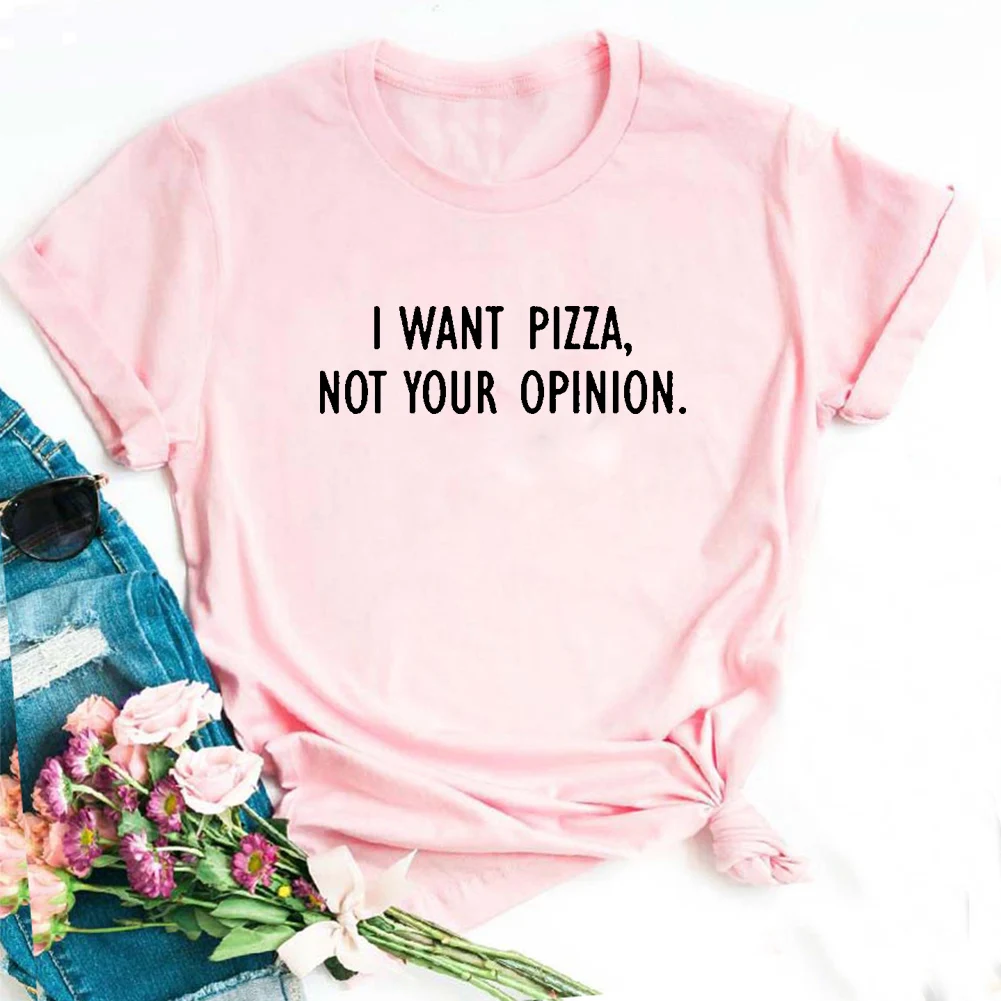 Женская хлопковая футболка с коротким рукавом круглым вырезом и принтом я хочу