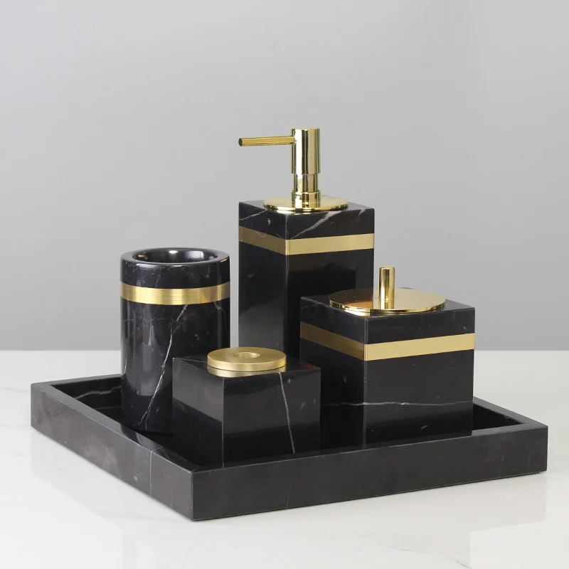 marble bathroom set liquid soap dispenser toothbrush holder gargle cup tray cotton swabtissue box sell separately nordic style free global shipping