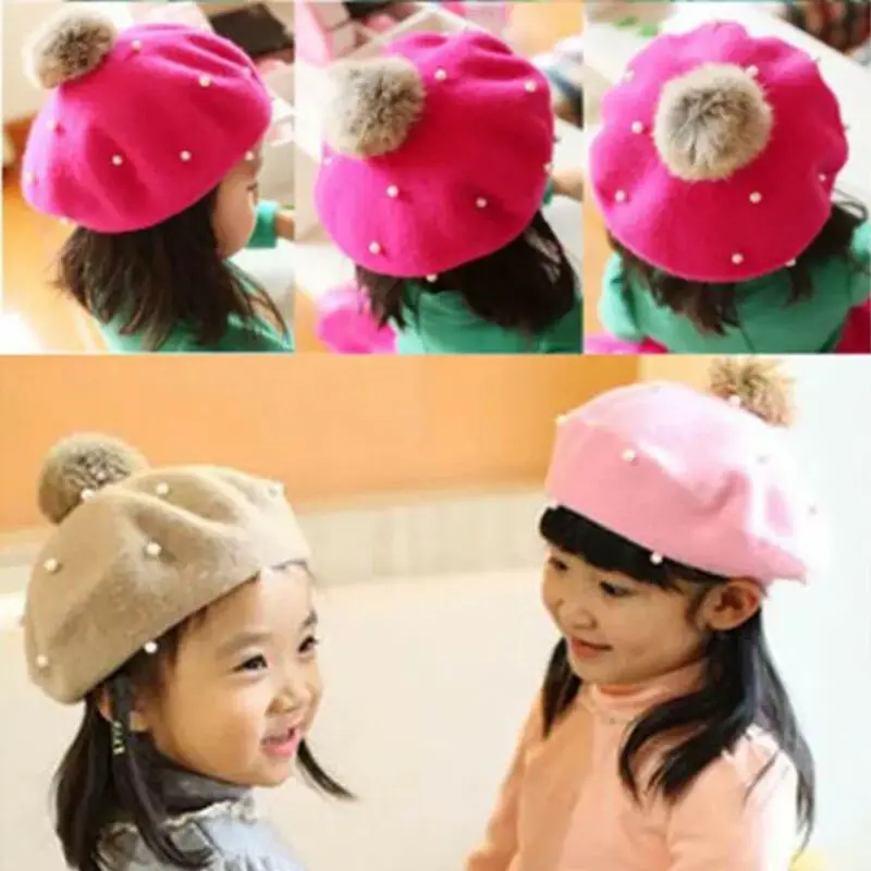 Детская шапка-бини с жемчужной тесьмой для маленьких девочек мягкая тянущаяся