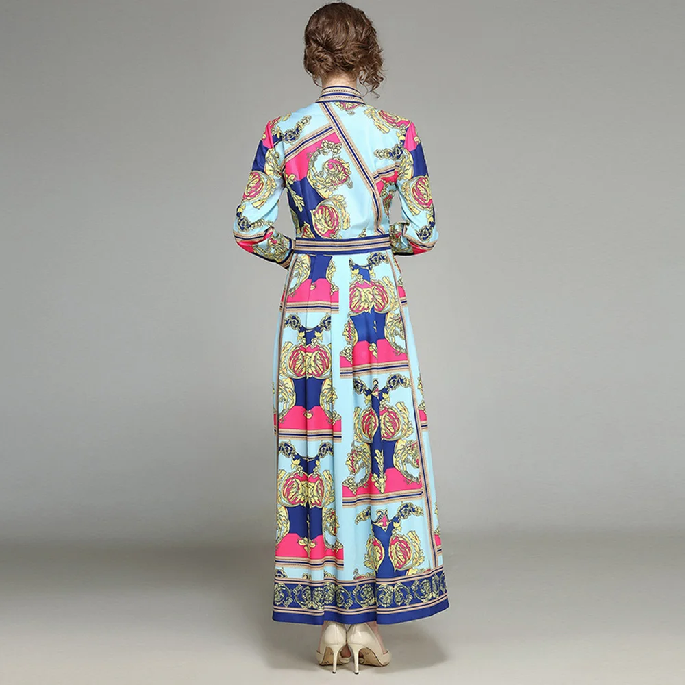 Новинка 2020 весеннее подиумное макси платье женское однобортное ретро с длинным