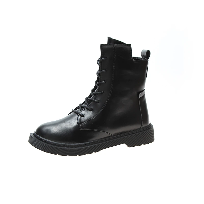 2019 зимние женские Ботинки Martin модные белые черные кожаные туфли с круглым носком