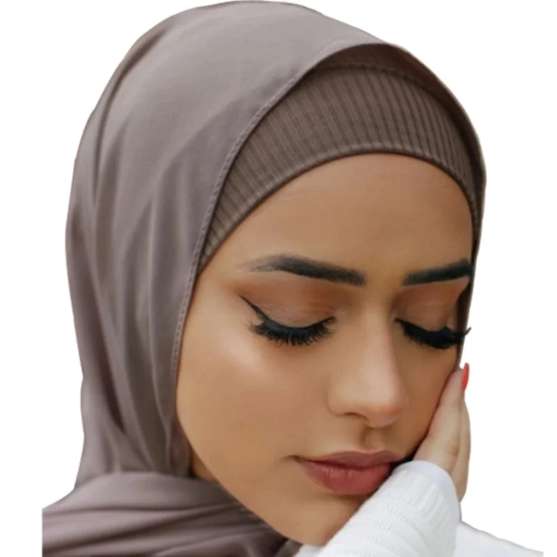 

H226 New Stretchy Lycra Rippled Inner Hijab Hats Muslim Underscarf Turban Bonnet Islamic Scarf Tube Headband Full Cover Lad Caps