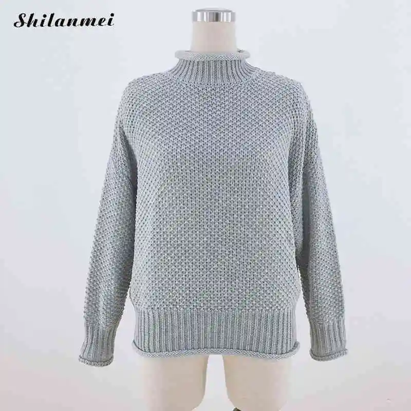 

Women Sweater Pullovers Ladies Solid Casual Loose Knitted Pullovers Women 2019 Autumn Fashion Turtleneck Sweater Sueter Mujer