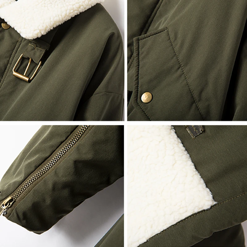 

Luck A X-long Women Winter Down Jacket Loose Female Cold Faux Fur Coat Covered Button Casual Outwear Ladies Warm Thick Parkas