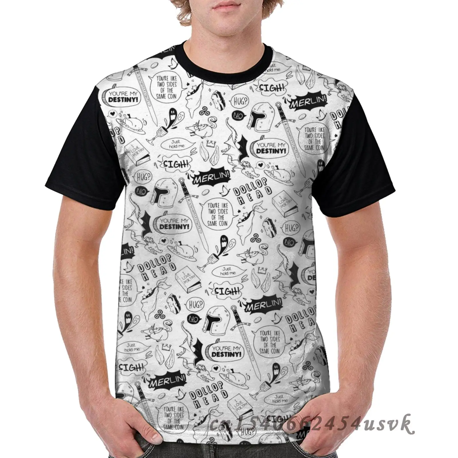 Забавный Графический Мужская футболка с рисунком футболки Merthur Pattern_Merlin женская