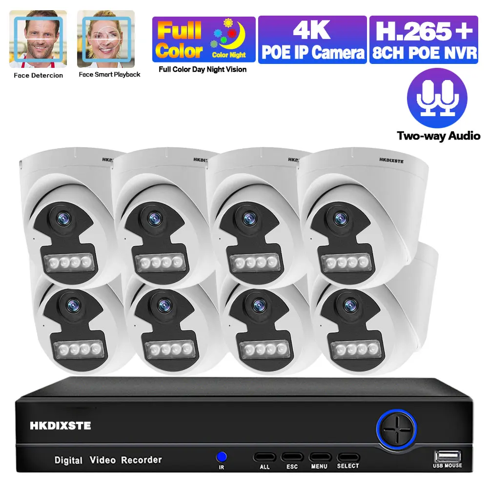 

H.265 8mp 4k NVR Security System POE 8ch NVR Kit 5MP Indoor Home Color Night Vision CCTV Video Surveillance System Set 2T HDD