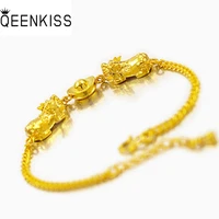 qeenkiss bt5137 fine jewelry wholesale fashion woman bride birthday wedding gift vintage pixiu ingots 24kt gold chain bracelet