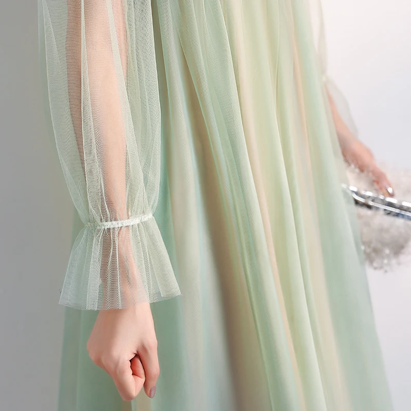 Платье подружки невесты тюль с длинным рукавом элегантное платье для женщин