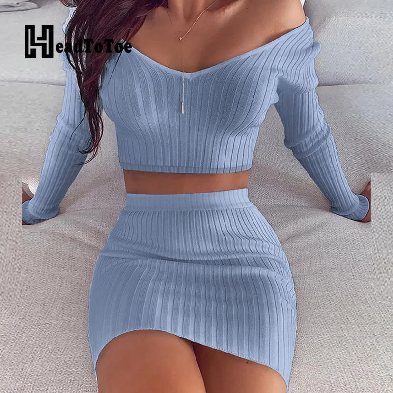 Женский однотонный ребристый укороченный топ с v-образным вырезом наборы