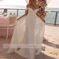 sexy v neck mermaid wedding dress 2021 cap sleeves detachable long sweep train sashes robe de mari%c3%a9e custom made for female