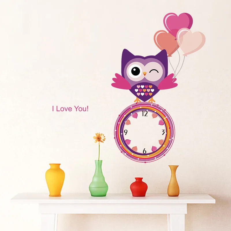 2017 модные современные настенные часы наклейки на стену с рисунком совы