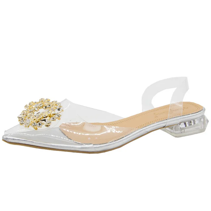 Туфли-лодочки женские прозрачные высокий каблук заостренный носок без застежек