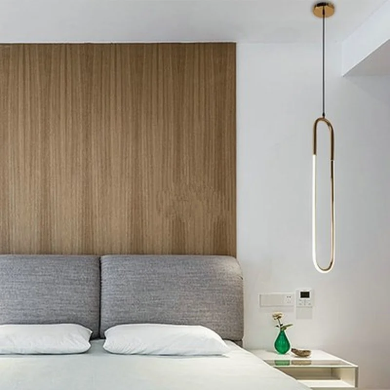 Современная энергосберегающая Подвесная лампа 220 В железная в стиле U золотые