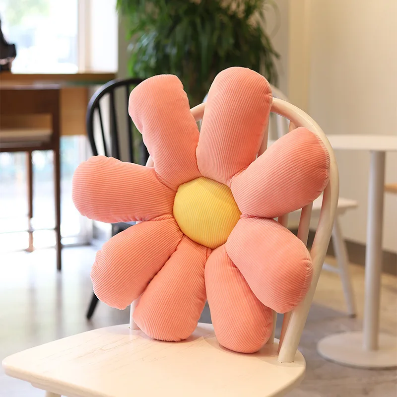 

40cm/50cm/60cm Daisy Plush Plant Pillow Lifelike Sunflower Seat Cushion Down Cotton Filled Yellow Pink Beige Chair Flower Pillow