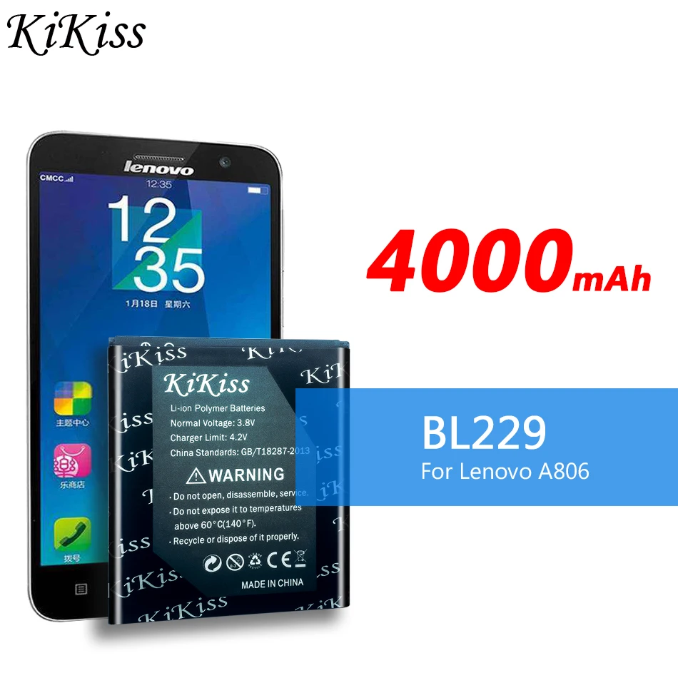 BL229 4000 мАч Высокая емкость Телефона батарея для lenovo A8 A806 A808T + код отслеживания -