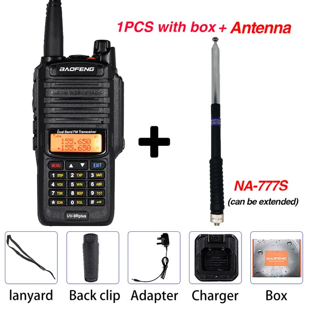 Add 1antenna Мощный 10 Вт Baofeng UV-9R plus Walkie Talkie UV9R портативный CB Ham Радио 9rhp двухдиапазонный КВ трансивер 4800 мАч двухстороннее радио - Цвет: Add 1antenna