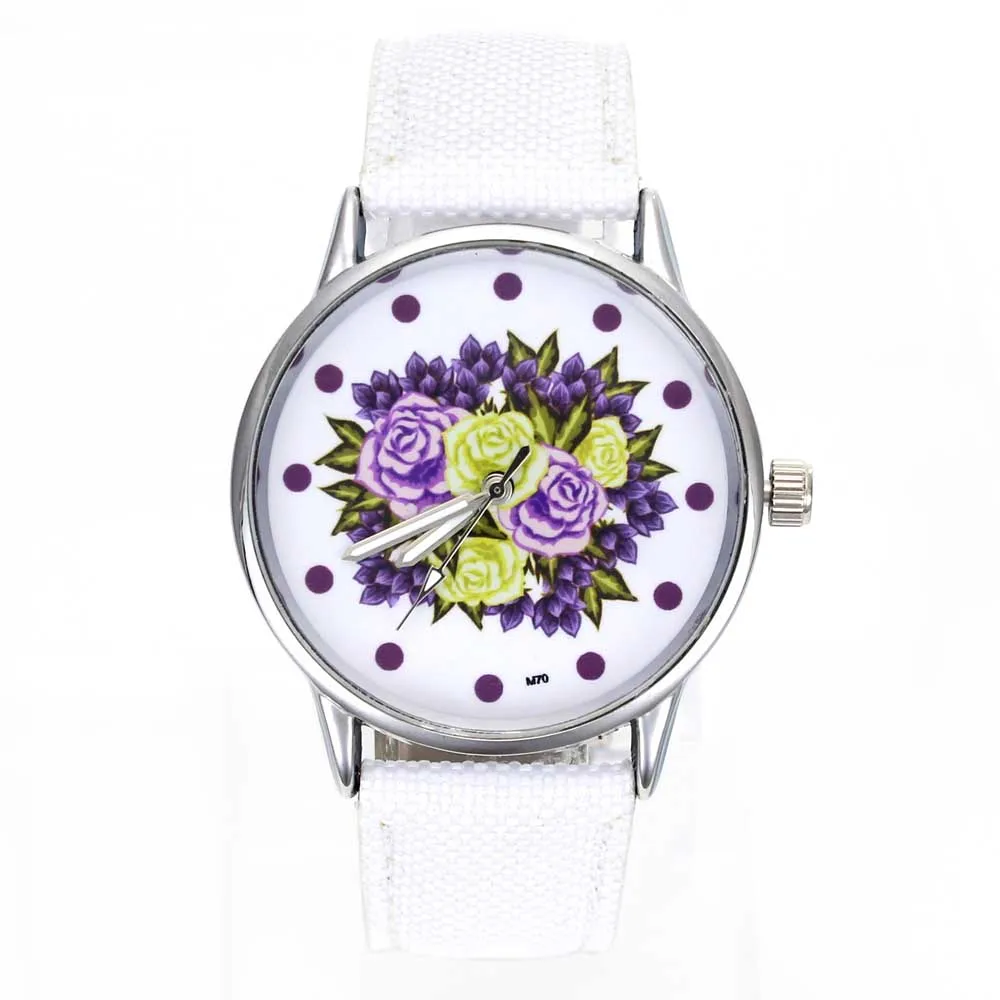 

Rose Bouquet Colorful Flower Bridal Bouquets Fashion Ladies Watches Canvas Band Casual Sport Analog Quartz Watch for Women
