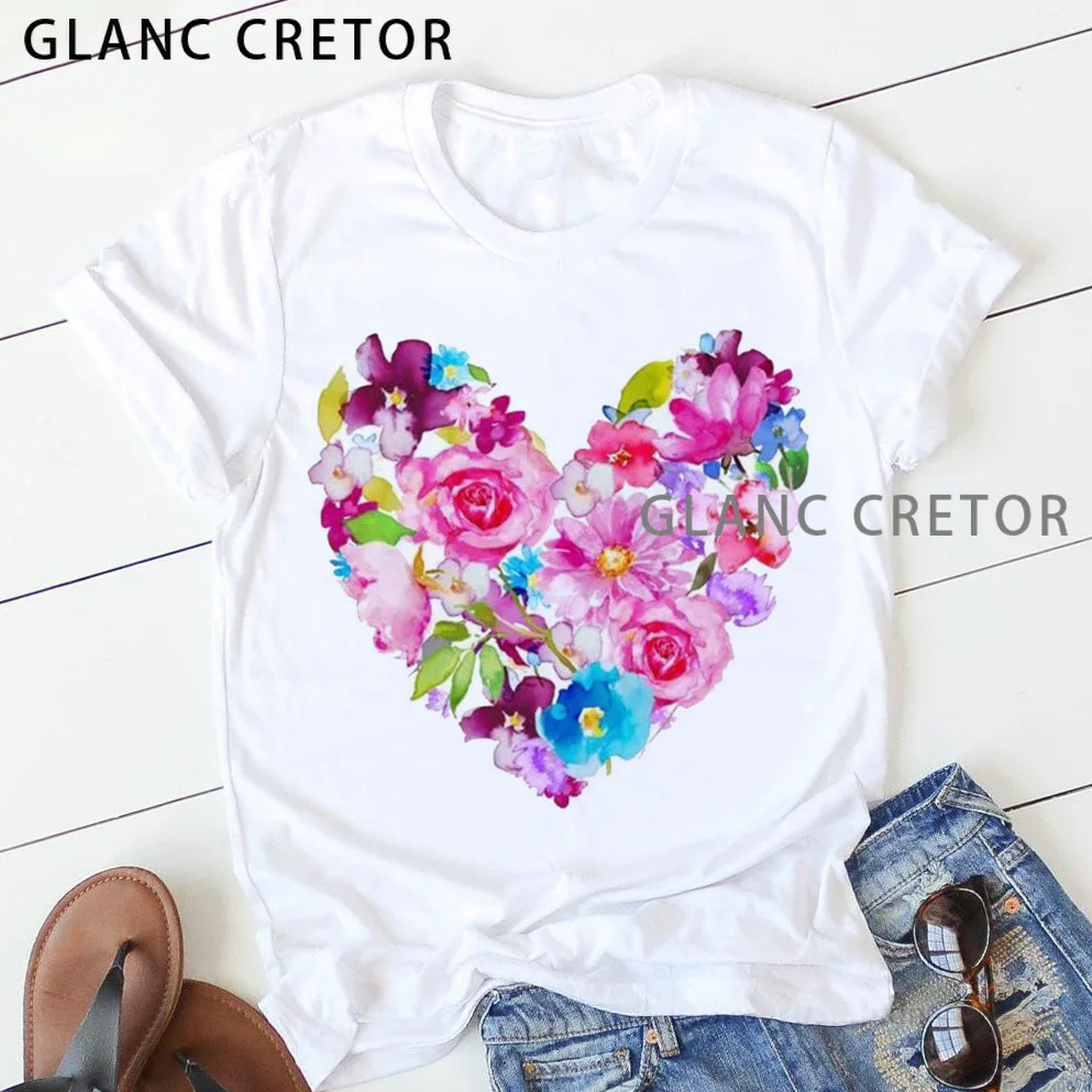 

Women T shirts Love Heart Printed Harajuku Streetwear Tops Female T shirt Female Clothes Tee Summer Short Sleeve Casual Shirt