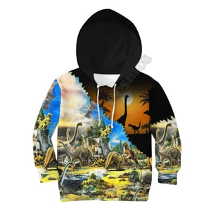 Love Dinosaur Printed Hoodies Kids Pullover Sweatshirt Tracksuit Jacket T Shirts Boy Girl Funny Cosplay Costumes Apparel 02