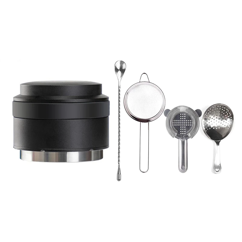 

1 Pcs 58Mm Constant Force Balance Coffee Powder Espresso Tamper & 3 Pcs Bar Strainers with 1 Stirring Spoon
