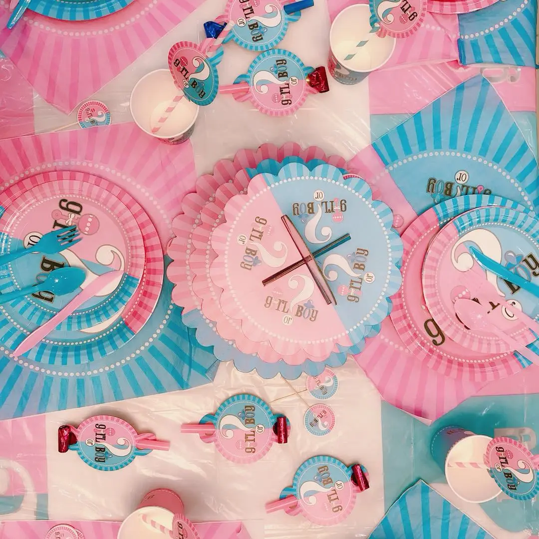 Мальчик или девочка мальчик секс раскрывающая Тема дня рождения набор скатерть