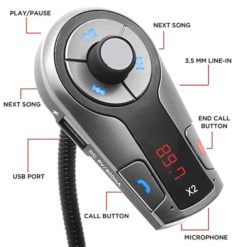 Bluetooth FM-передатчик для автомобильного радио с USB-зарядкой Многоточечное