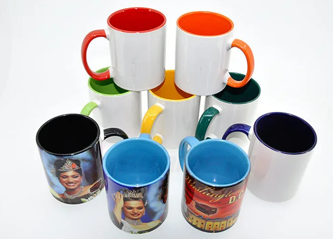 11oz внутри и цвет ручки Сублимация заказной керамическая кружка с принтом DIY фото