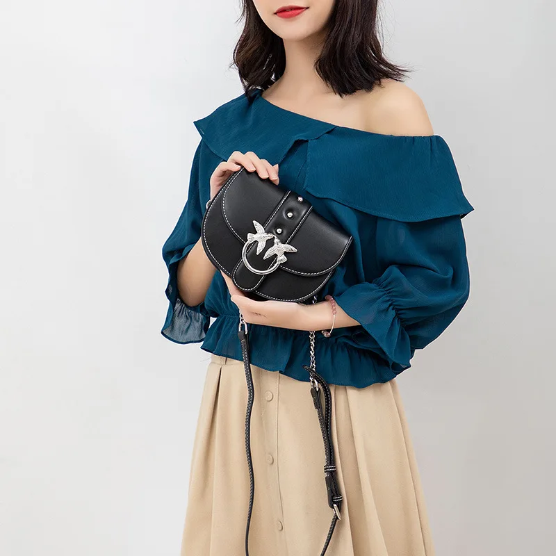 

Bags for Women 2021 New Swallow Rivet Saddle Bag Fashion Shoulder Diagonal Chain Bag Purses and Handbags Luxury Designer Cc Gg