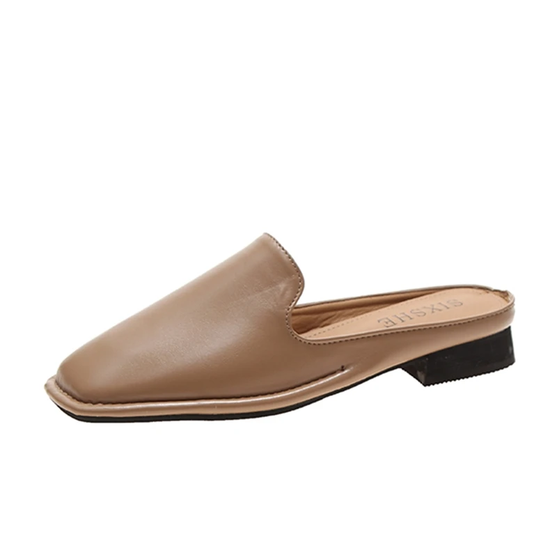

Summer Slippers Women Mules Comfortable PU Low Heel Slip-on Holiday Ladies Slides Mules Female Women Casual Shoes