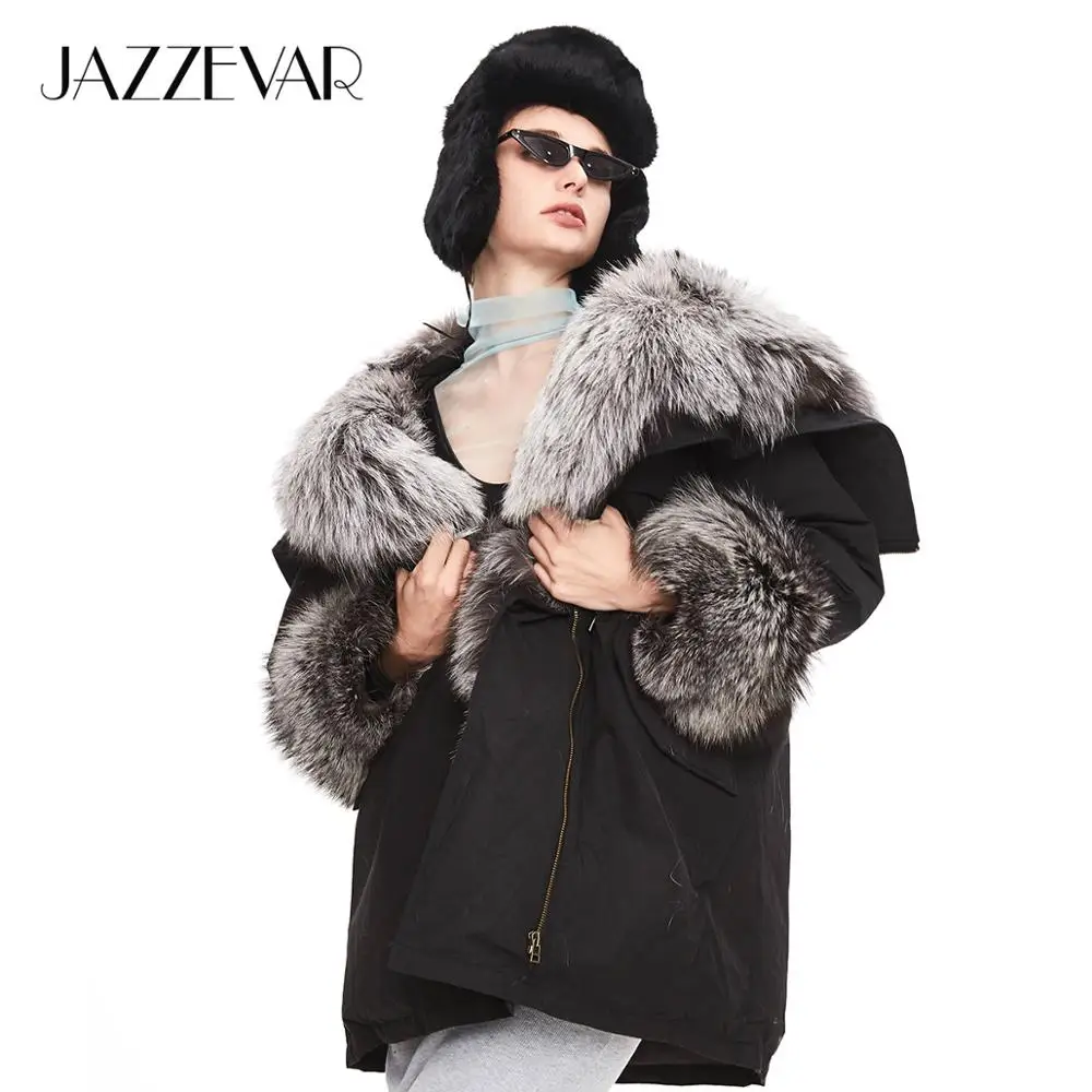 JAZZEVAR 2019 Зимнее новое поступление женское пальто топ черный цвет качество средней