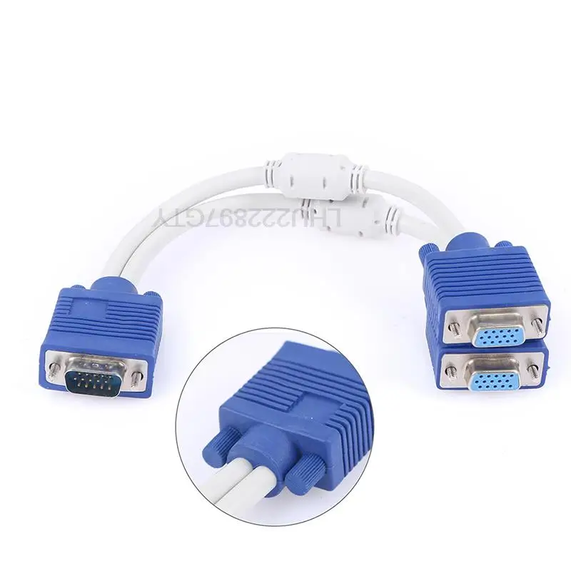 

1 pc RGB VGA SVGA Male to 2 VGA two HDB15 Female Splitter Adapter extension Cable