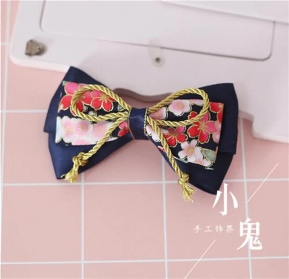 style 6 Ретро-кимоно халат синий бант Головные уборы Аксессуары Лолита косплей кисточки бант боковой зажим шпилька для волос обруч B558 - Цвет: style 6