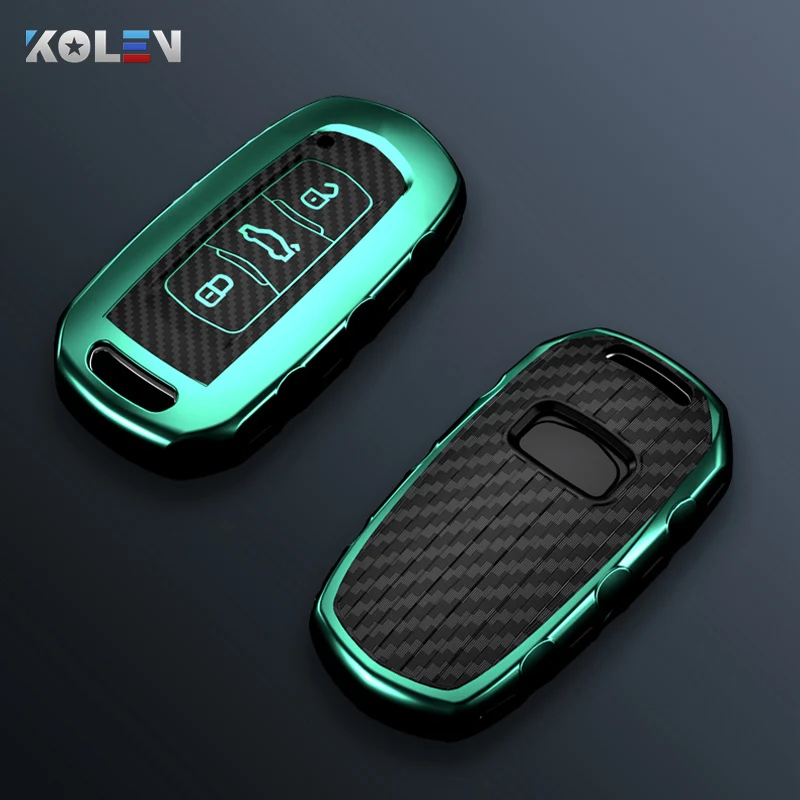Чехол для автомобильного ключа из ТПУ и углеродного волокна чехол брелок Geely Atlas