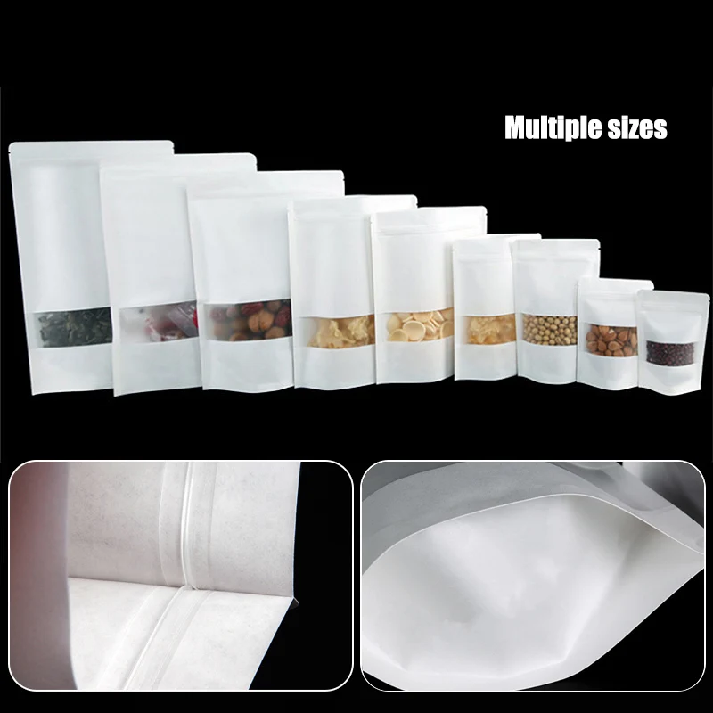 Пустые бумажные пакеты с молнией на окно 20 шт./лот для сушеных продуктов фруктов
