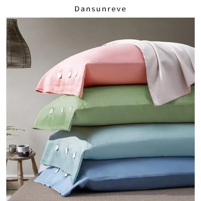 Dansunreve длинный штапельный Хлопковый чехол для подушки 1 шт. 450 TC серый белый