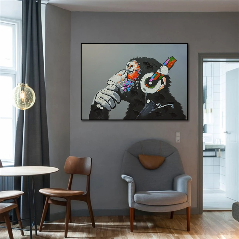 Современная картина маслом Музыка Gorilla Monkey декоративная музыка городское
