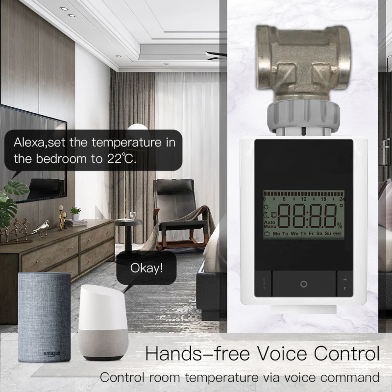 

Tuya ZigBee 3.0 Smart Thermostat Heater TRV Thermostatic Radiator Voice Control Electric Floor Heating Water/Gas Boiler Google H