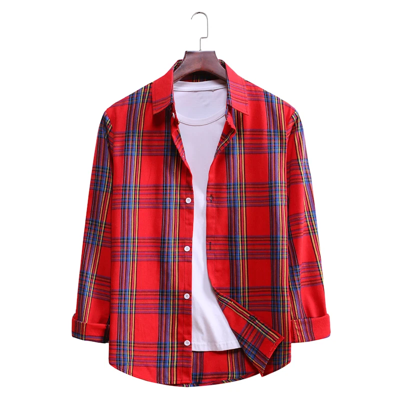 

An& Cotton Flannel Men's Plaid Shirt Slim Fit Spring Autumn Male Brand Casual Long Sleeved Shirts Soft Comfortable