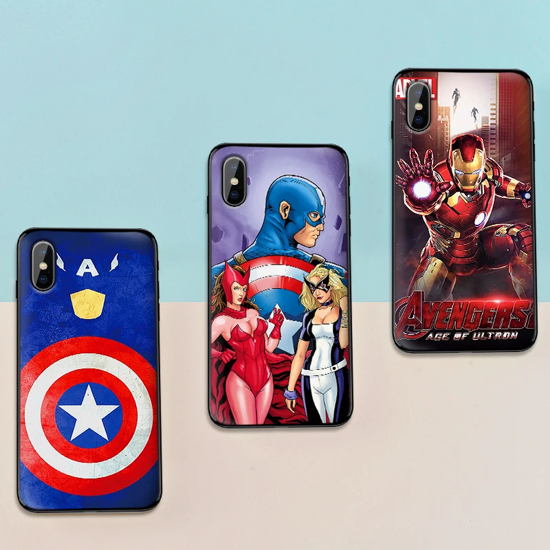 Для xiaomi 8 SE A2 LITE 6X mi X 2S 3 F1 9 CC9E CC9 9T A3 Pro мягкая ТПУ задняя крышка Капитан Америка marvel |