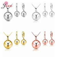 new arrival women girls 925 sterling silver jewelry sets ball shape pendant necklace earring sets for birthday party jewelry