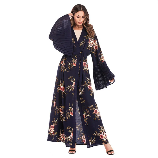 Женское платье макси с расклешенными рукавами кардиган длинные платья кимоно