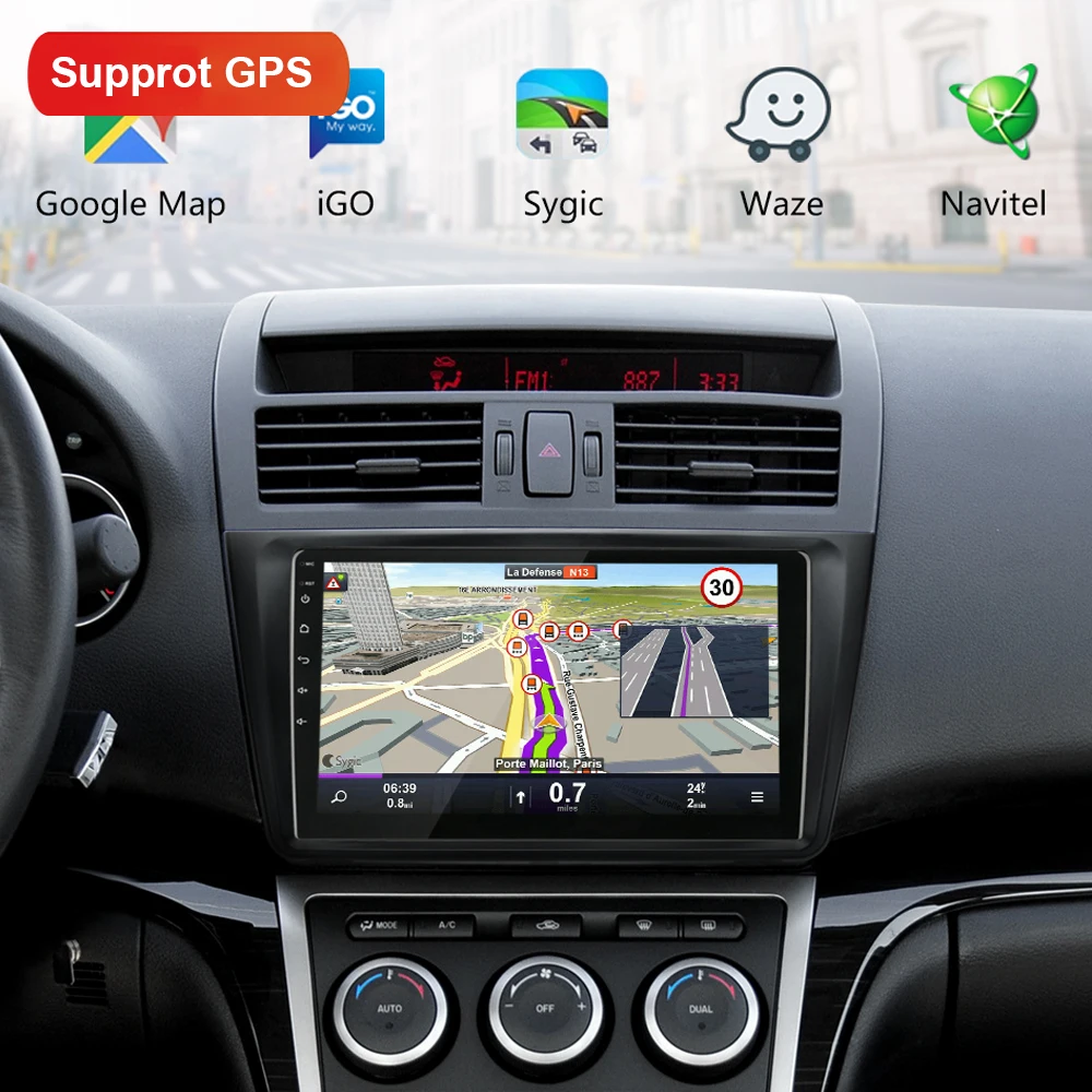 Автомагнитола 9 &quot2din с Android 1 Wi Fi GPS MP5 навигацией для Mazda 6 2008 2009 2010 2011 2012 2013