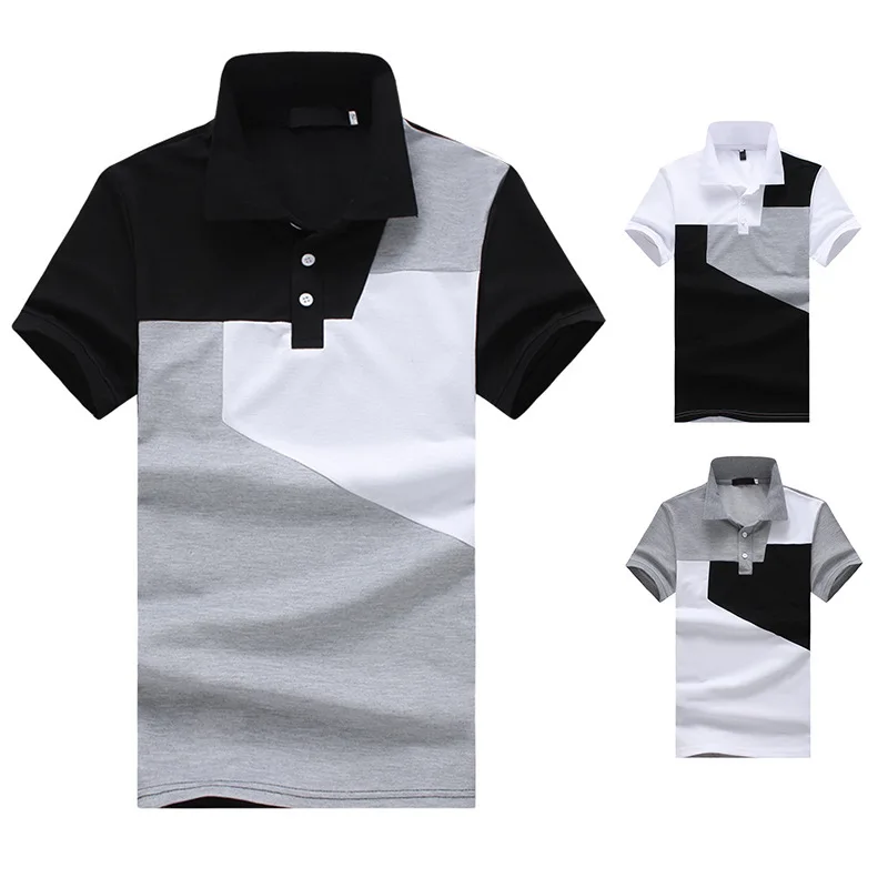

New Flat Men's Fashion plus Size Color Matching Short Sleeve Polo Q41