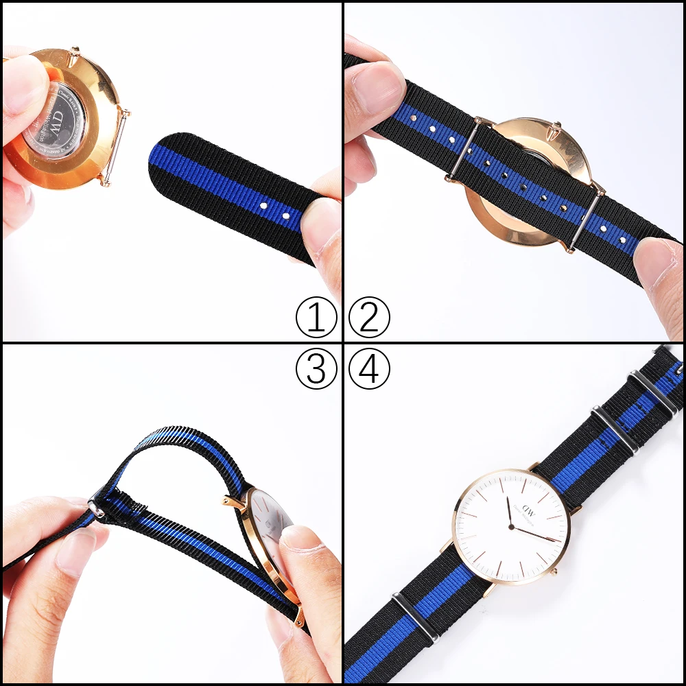 IStrap нейлоновые ремешки для часов 18 мм 20 22 Zulu ремешок тканевый многоцветный