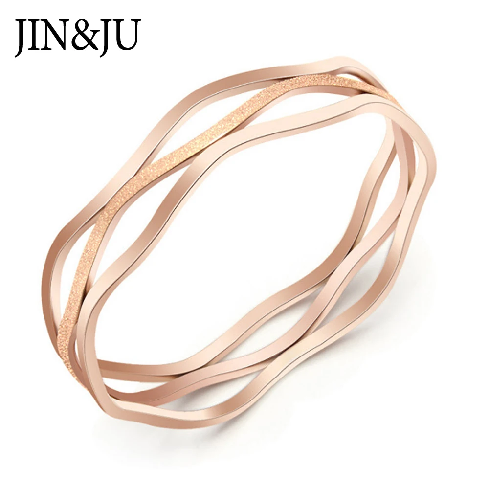 

JIN&JU Luxury Stainless Steel Bangles Bracelets for Women Charms Girlfriend Mom Birthday Gift Hot Gold Color Fashion Jewellery