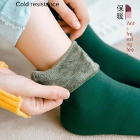 thicken plus velvet ladies snow socks warm floor socks mid tube confinement socks adult autumn and winter solid color