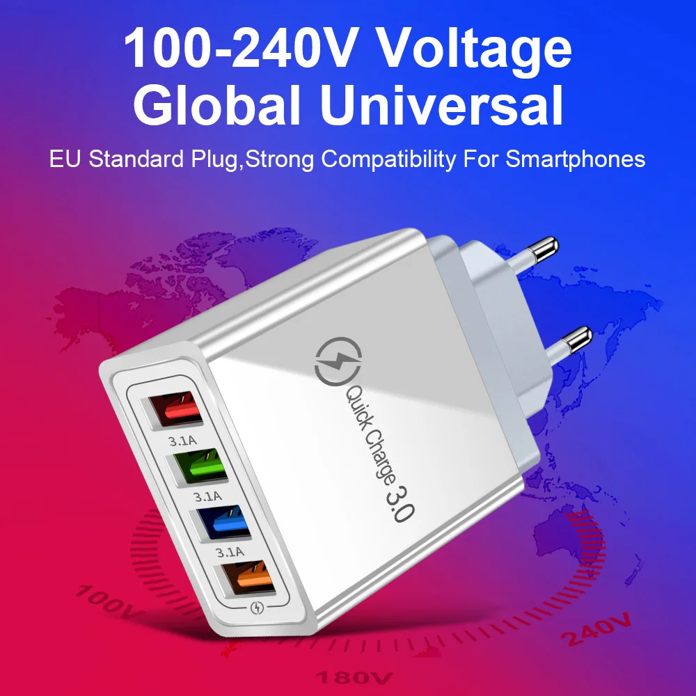 Зарядное устройство с USB разъемом для ЕС/США Quick Charge 3 0 телефона адаптер Huawei Mate 30